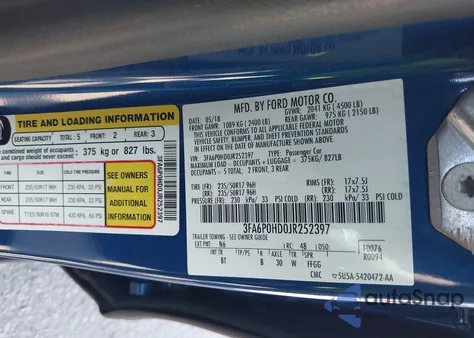 2018 Ford Fusion Se из США, поврежденный, VIN 3FA6P0HD0JR252397